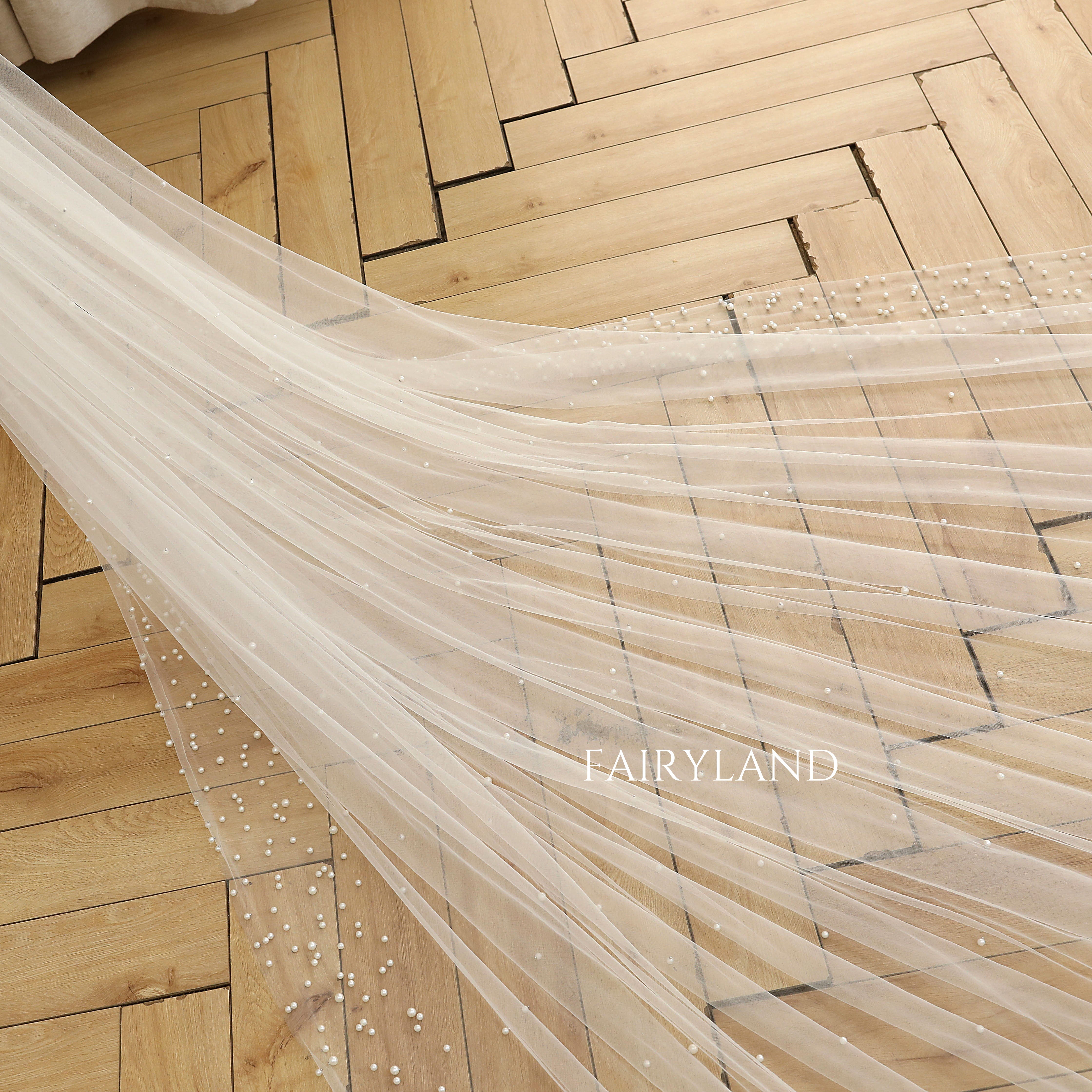 Simple Romantic Peals Wedding Veil Cathedral