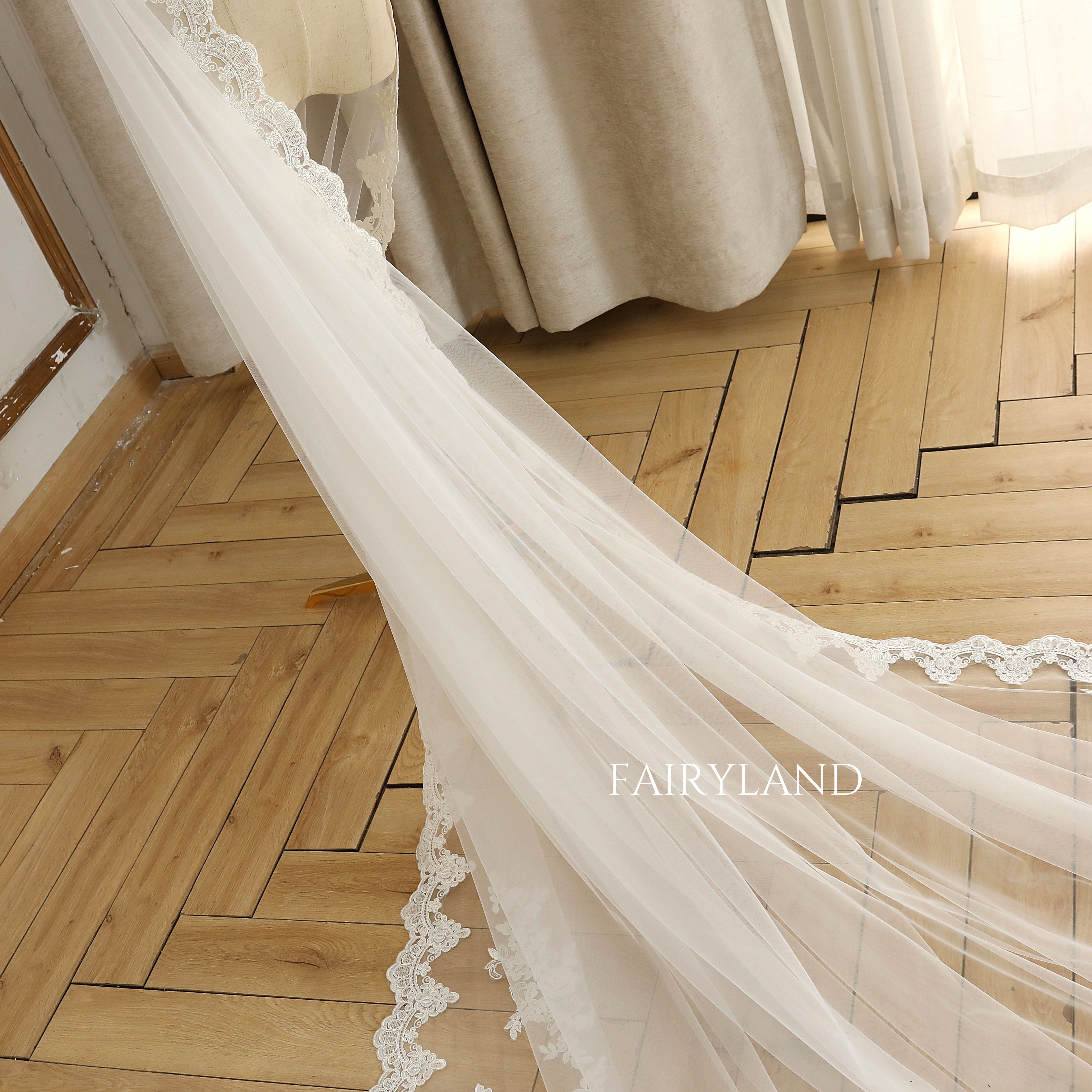 Unique Full Lace Edge Wedding Veil For Bridal