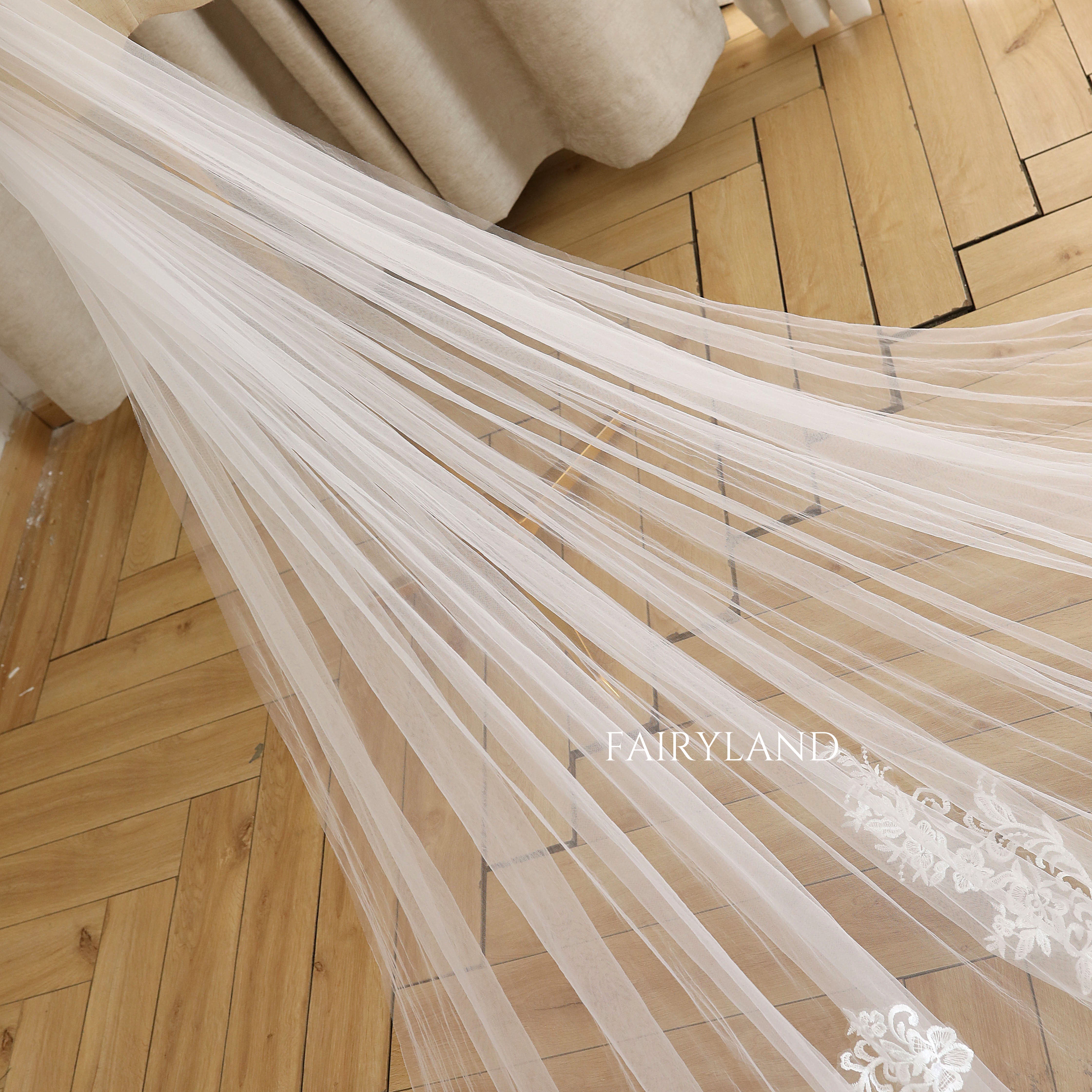 Vintage Royal Lace Wedding Bridal Veil With Floral