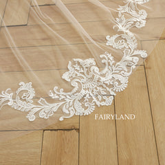 Champagne Vintage Lace Wedding Veil For Bridal