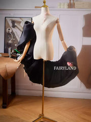 Black Satin Puff Sleeves – Dramatic Detachable Statement Arm Wraps for Gowns & Photoshoots