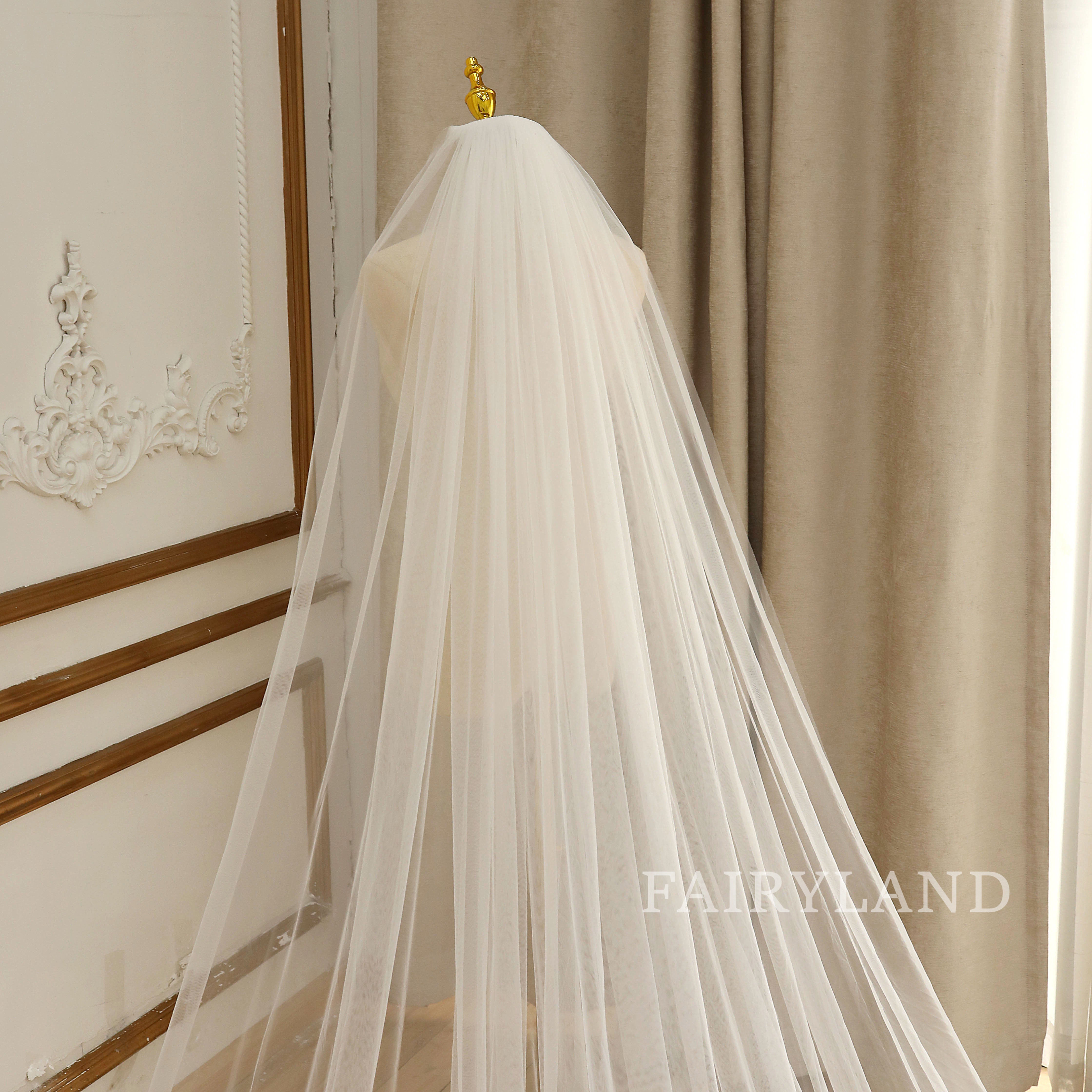 Long Glitter Flower Sequins Wedding Bridal Veil With Comb
